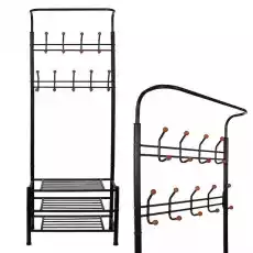 Wieszak na ubrania z regałem na buty 187cm stojak czarny Dom i ogród Meble Meble do przechowywania Regały