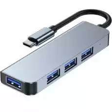 Hub adapter TechProtect V1 4w1 USBC 4x USBA srebrny Komputery Akcesoria do laptopów Stacje dokujące i duplikatory