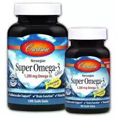 Carlson Labs Norwegian Super Omega3 Gems 1200 mg 130 kapsułek miękkich Sport i rekreacja Odżywki i suplementy