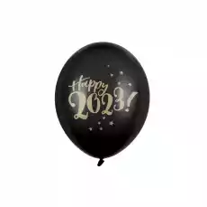 Balony lateksowe z nadrukiem Happy 2023 czarne Gadżety Balony