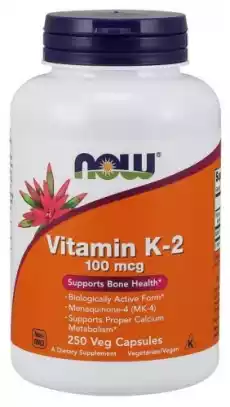 Witamina K2 MK4 100 mcg i Lucerna 250 kapsułek NOW FOODS Zdrowie i uroda Zdrowie Witaminy minerały suplementy diety