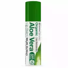 DrOrganic Aloe Vera Lip Balm SPF15 nawilżającołagodzący balsam do suchych ust 57ml Zdrowie i uroda Kosmetyki i akcesoria Pielęgnacja twarzy Pielęgnacja ust