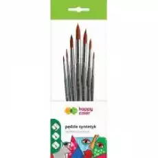 Happy Color Zestaw pędzli hobby syntetyk okrągłe 7 sztuk Dla dziecka Artykuły szkolne Kredki farby flamastry markery