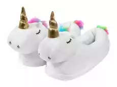 Kapcie unicorn jednorożec pluszowe biały Odzież obuwie dodatki Kapcie