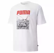 Koszulka męska Puma PHOTOPRINT biała 84585002 Odzież obuwie dodatki Koszulki