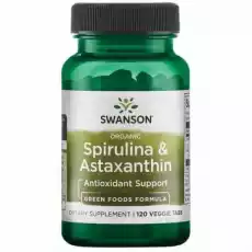 Organic Spirulina Astaxanthin 120 tabl Swanson Artykuły Spożywcze Produkty dietetyczne Suplementy