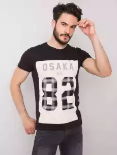 Tshirt męski czarny dekolt okrągły Odzież obuwie dodatki Odzież męska Tshirty