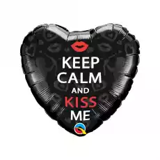 Balon foliowy serce czarne Keep Calm And Kiss Me Gadżety Balony