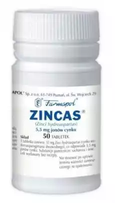 ZINCAS x 50 tabletek Zdrowie i uroda Zdrowie Witaminy minerały suplementy diety