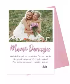 Kartka na Dzień Mamy z życzeniami i zdjęciem PINK Książki Kartki okolicznościowe