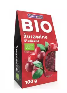 ŻURAWINA SŁODZONA CUKREM TRZCINOWYM BIO 100 g NATURAVENA Zdrowie i uroda