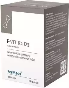 FVit K2 D3 Witamina K2 MK7 100mcg Witamina D3 2000IU 60 porcji 48g ForMeds Sport i rekreacja Odżywki i suplementy Witaminy i minerały