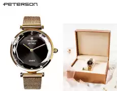 Elegancki zegarek damski Peterson PTND55871 czarny Biżuteria i zegarki Zegarki Zegarki damskie