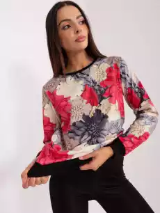 Bluza z nadrukiem czerwony casual dekolt okrągły rękaw długi Odzież obuwie dodatki Bluzy i swetry