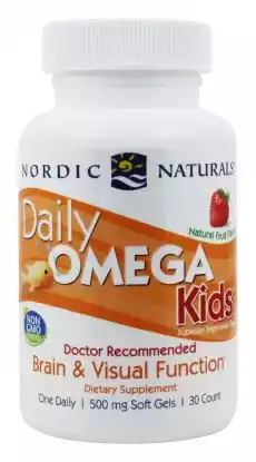 Nordic Naturals Daily Omega Kids Omega 3 dla dzieci 30 kapsułek miękkich o smaku truskawkowym Sport i rekreacja Odżywki i suplementy