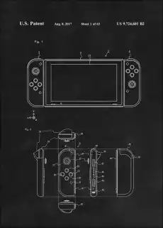 Patent Konsola Nintendo Switch 2017 Czarmy plakat Wymiar do wyboru 20x30 cm Dom i ogród Wyposażenie wnętrz Dekoracja Obrazy i plakaty