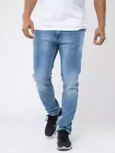 Spodnie Jeansowe Slim KL Jeans Leather Patch Sprane Jasne Niebieskie Odzież obuwie dodatki Odzież męska Spodnie męskie