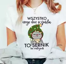 śmieszna koszulka wszystko czego chcę na święta to sernik bez rodzynek Odzież obuwie dodatki Odzież damska Bluzki i bluzeczki damskie