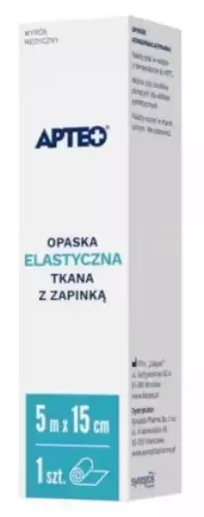 APTEO CARE Opaska elastyczna tkana z zapinką 5m x 15cm x 1 sztuka Zdrowie i uroda Zdrowie Apteczki i materiały opatrunkowe