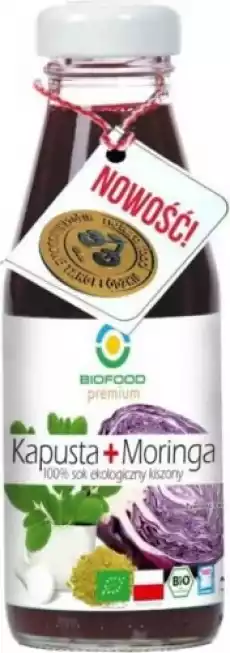 Sok z czerwonej kapusty kiszonej z moringą BIO 200 ml Bio Food Artykuły Spożywcze Produkty dietetyczne Suplementy