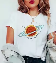 biała koszulka damska pizza planet Odzież obuwie dodatki Odzież damska Tshirty i koszulki damskie