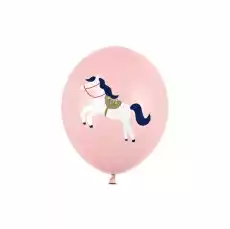 Balony lateksowe z nadrukiem konik 30cm pudrowy róż 6szt Gadżety Balony