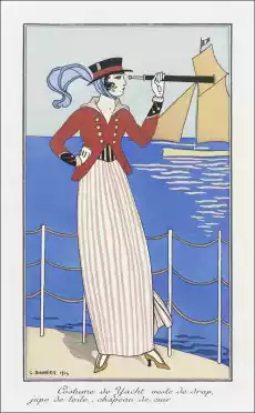 Costumes Parisiens No164 Costume de Yacht from Journal des Dames et des Modes 1914 fashion illustration in high resolution Dom i ogród Wyposażenie wnętrz Dekoracja Obrazy i plakaty