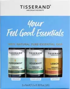 Zestaw olejków eterycznych 100 Your Feel Good Essentials Kit 3 x 9 ml TISSERAND Zdrowie i uroda Kosmetyki i akcesoria Kosmetyki i akcesoria do kąpieli Olejki do kąpieli Aromaterapia