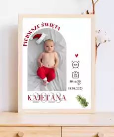 Prezent na święta dla niemowlaka Plakat ze zdjęciem i metryczką Dom i ogród Wyposażenie wnętrz Dekoracja Obrazy i plakaty