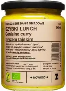 CURRY DELIKATNE Z RYŻEM JAŚMINOWYM BIO 540 ml ZAKWASOWNIA Artykuły Spożywcze Gotowe dania