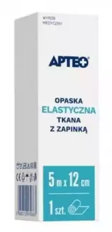 Apteo Opaska elastyczna tkana z zapinką 5 m x 12 cm 1 szt Zdrowie i uroda Zdrowie Apteczki i materiały opatrunkowe