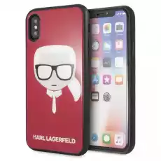 Karl Lagerfeld KLHCPXDLHRE iPhone XXs czerwonyred Iconic Glitter Karls Head Telefony i akcesoria Akcesoria telefoniczne Etui