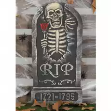 Nagrobek z kościotrupem z różą i RIP halloween Gadżety Imprezowe Pozostałe