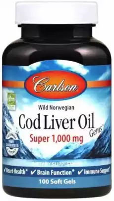 Carlson Labs Wild Norwegian Cod Liver Oil 1000 mg 100 kapsułek Artykuły Spożywcze