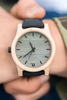 Męski zegarek z drewna z oliwkową tarczą Biżuteria i zegarki Zegarki