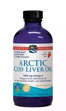 Nordic Naturals Arcitc Cod Liver Oil tran olej z wątroby dorsza arktycznego w płynie o smaku truskawkowym 237 ml Sport i rekreacja Odżywki i suplementy