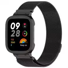 Etui z paskiem Bizon Strap Case Watch Chain do Xiaomi Redmi Watch 3 czarne Telefony i akcesoria Akcesoria telefoniczne Pokrowce i kabury do telefonów