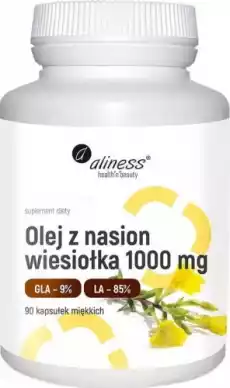 Olej z nasion wiesiołka 1000mg GLA 9 LA 85 90 kapsułek miękkich Aliness Zdrowie i uroda Zdrowie Witaminy minerały suplementy diety