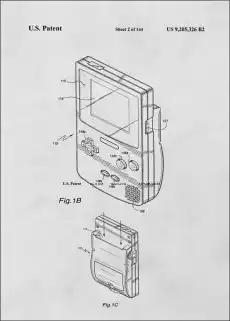 Patent Konsola Przenosna Gameboy Bialy plakat Wymiar do wyboru 20x30 cm Dom i ogród Wyposażenie wnętrz Dekoracja Obrazy i plakaty