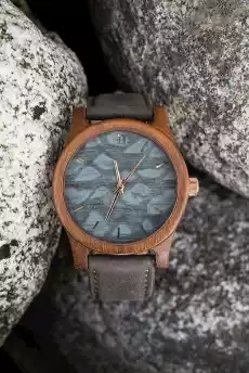 Drewniany zegarek z tarczą w szare cętki Biżuteria i zegarki Zegarki