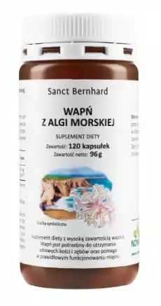 Wapń z Algi Morskiej 120 kapsułek Kräuterhaus Sanct Bernhard KG Zdrowie i uroda Zdrowie Witaminy minerały suplementy diety