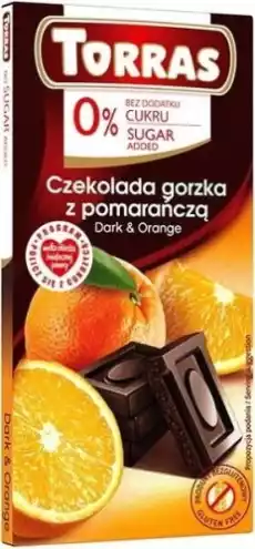 Czekolada gorzka z pomarańczą Dark Orange 0 cukru bezglutenowa 75 g Torras Artykuły Spożywcze Kakao i czekolada