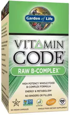 Garden Of Life Witamin Code RAW Bcomplex 60 kapsułek wegańskich Sport i rekreacja Odżywki i suplementy