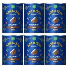 6 x Napój Kokosowy 17 Tłuszczu bez Gumy Guar Bio 400 ml Amaizin Coconut Milk Mleko Kokosowe Artykuły Spożywcze