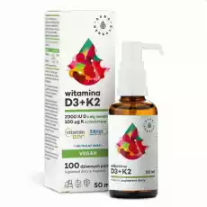 Witamina D3 2000 IU K2 Vegan Krople 50 ml Aura Herbals Artykuły Spożywcze