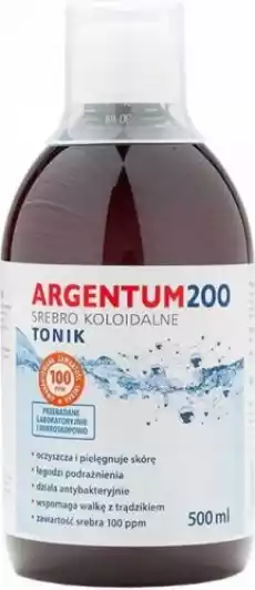 Argentum 200 Srebro koloidalne tonik 100PPM 500ml Aura Herbals Zdrowie i uroda Kosmetyki i akcesoria Pielęgnacja twarzy Toniki do twarzy