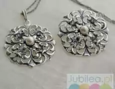 Srebrny komplet perła i akwamaryny LANIA Biżuteria i zegarki Wyroby jubilerskie Komplety wyrobów jubilerskich