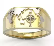 Sygnet Morski z żółtego i białego złota SJ14ZB Biżuteria i zegarki Biżuteria dla Panów Sygnety