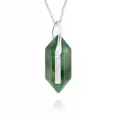 Naszyjnik GREEN CRYSTAL GLOSSY awenturyn srebrny Biżuteria i zegarki Wyroby jubilerskie Naszyjniki