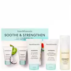 bareMinerals Soothe Strengthen Mini Clean Skincare Trio zestaw żel do mycia twarzy 30ml lekki krem nawilżający 30g ziołowe Zdrowie i uroda Kosmetyki i akcesoria Pielęgnacja twarzy